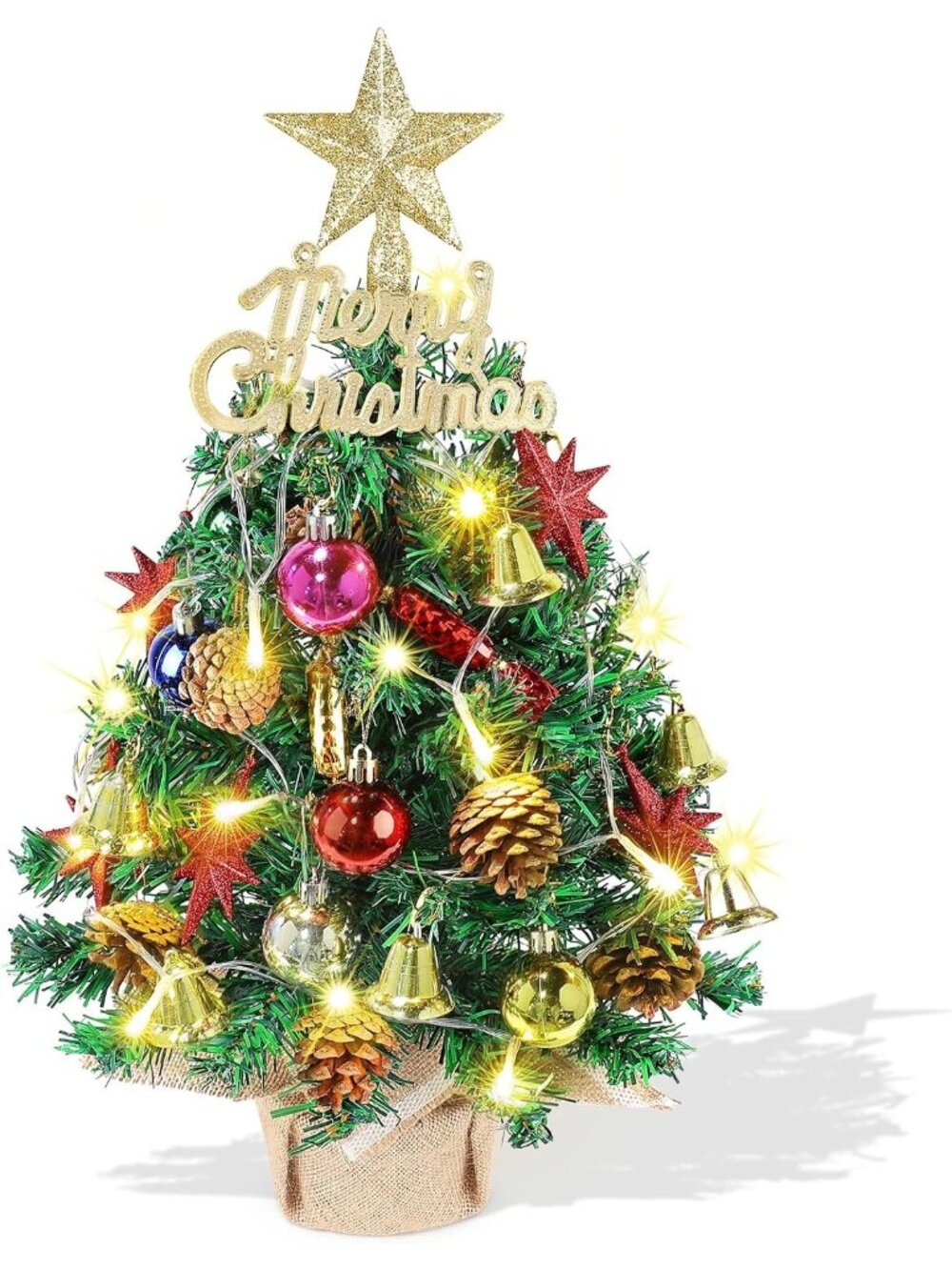 New 21.65 Inch Mini Artificial Christmas Tree with 20 LED Lights